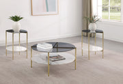 Tampa Furniture Outlet - Coaster - Jonelle 3-piece Round Coffee and End Table Set Gold - 710338-S3