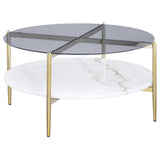 Jonelle 3-piece Round Coffee and End Table Set Gold - Tampa Furniture Outlet