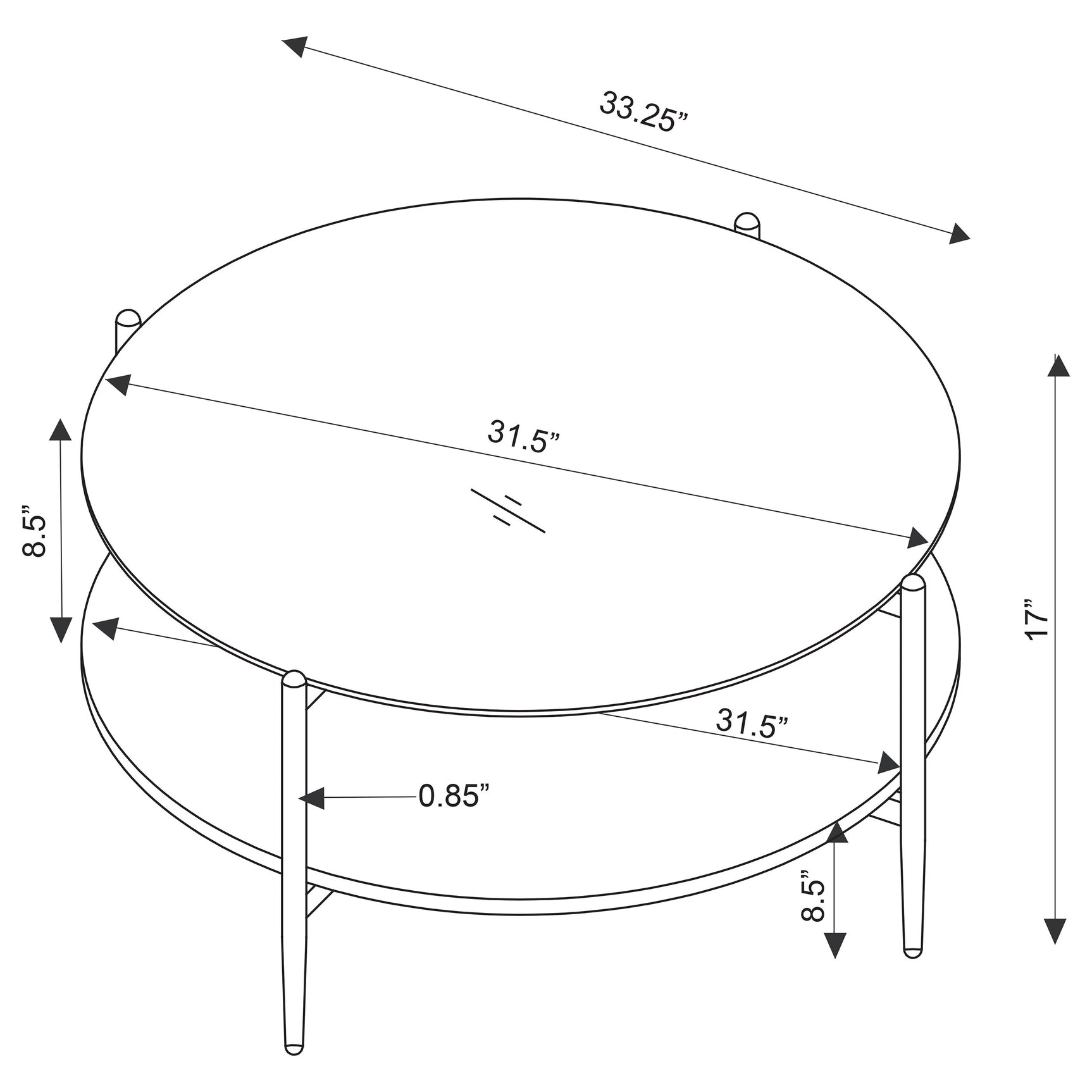 Jonelle Round Glass Top Coffee Table White Marble Shelf Gold - Tampa Furniture Outlet