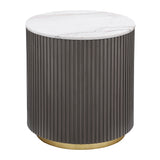Tampa Furniture Outlet - Coaster - Jason Round White Marble Top Side End Table Charcoal - 710417