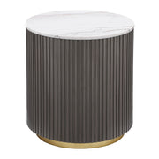 Tampa Furniture Outlet - Coaster - Jason Round White Marble Top Side End Table Charcoal - 710417