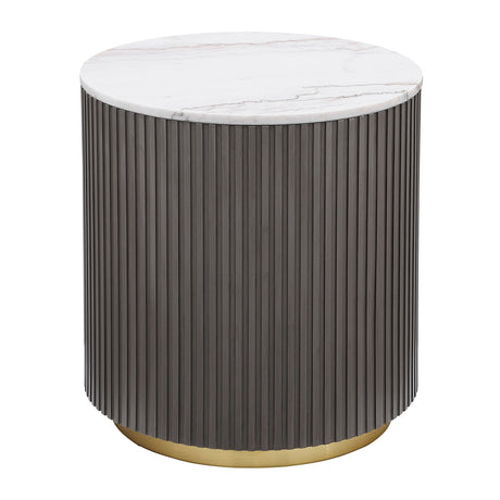 Tampa Furniture Outlet - Coaster - Jason Round White Marble Top Side End Table Charcoal - 710417