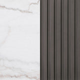 Jason Round White Marble Top Side End Table Charcoal - Tampa Furniture Outlet
