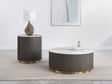 Tampa Furniture Outlet - Coaster - Jason 2-piece Round White Marble Coffee Table Set Charcoal - 710418-S2