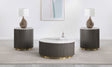 Tampa Furniture Outlet - Coaster - Jason 3-piece Round White Marble Coffee Table Set Charcoal - 710418-S3