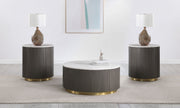 Tampa Furniture Outlet - Coaster - Jason 3-piece Round White Marble Coffee Table Set Charcoal - 710418-S3