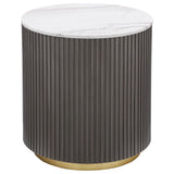 Jason 3-piece Round White Marble Coffee Table Set Charcoal - Tampa Furniture Outlet