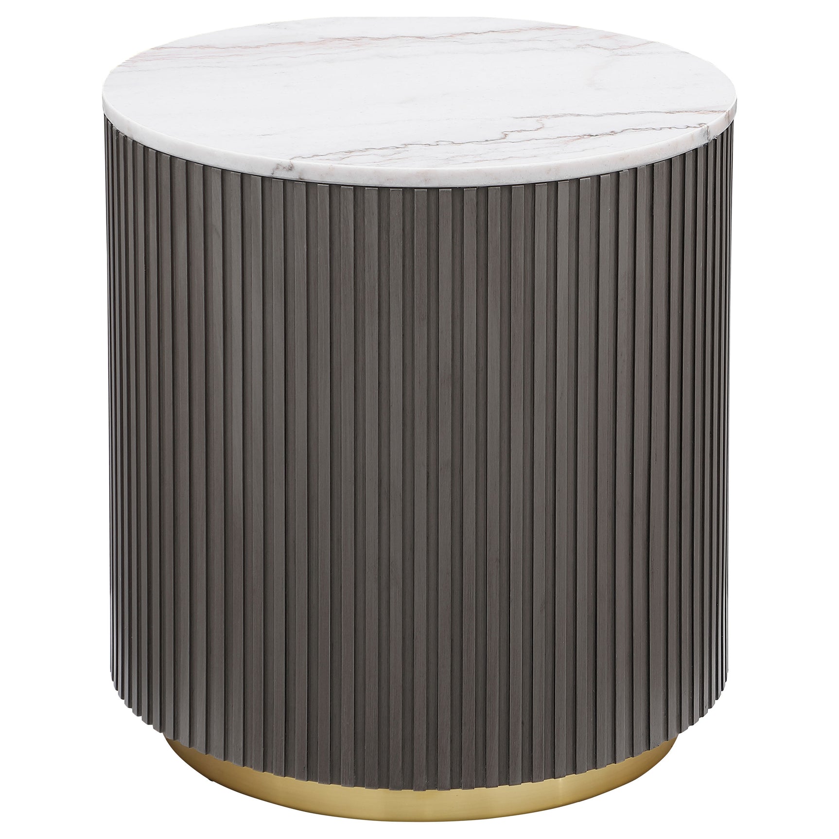 Jason 3-piece Round White Marble Coffee Table Set Charcoal - Tampa Furniture Outlet