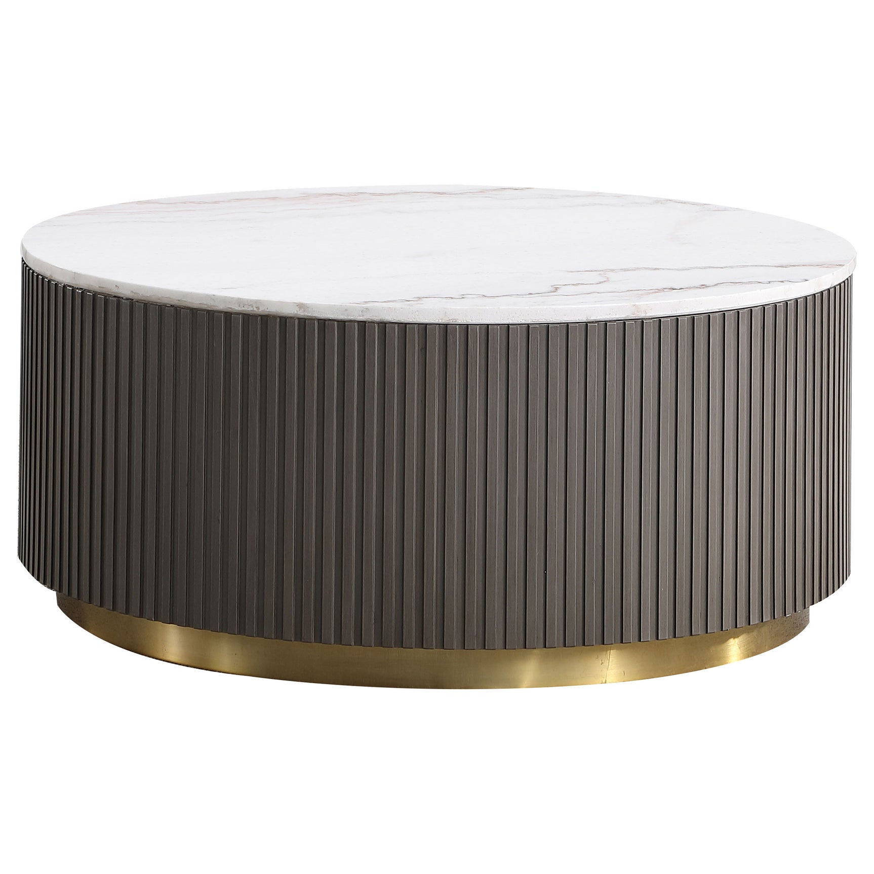 Jason 3-piece Round White Marble Coffee Table Set Charcoal - Tampa Furniture Outlet