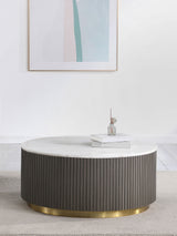 Jason Round White Marble Top Coffee Table Charcoal - Tampa Furniture Outlet