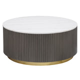 Tampa Furniture Outlet - Coaster - Jason Round White Marble Top Coffee Table Charcoal - 710418