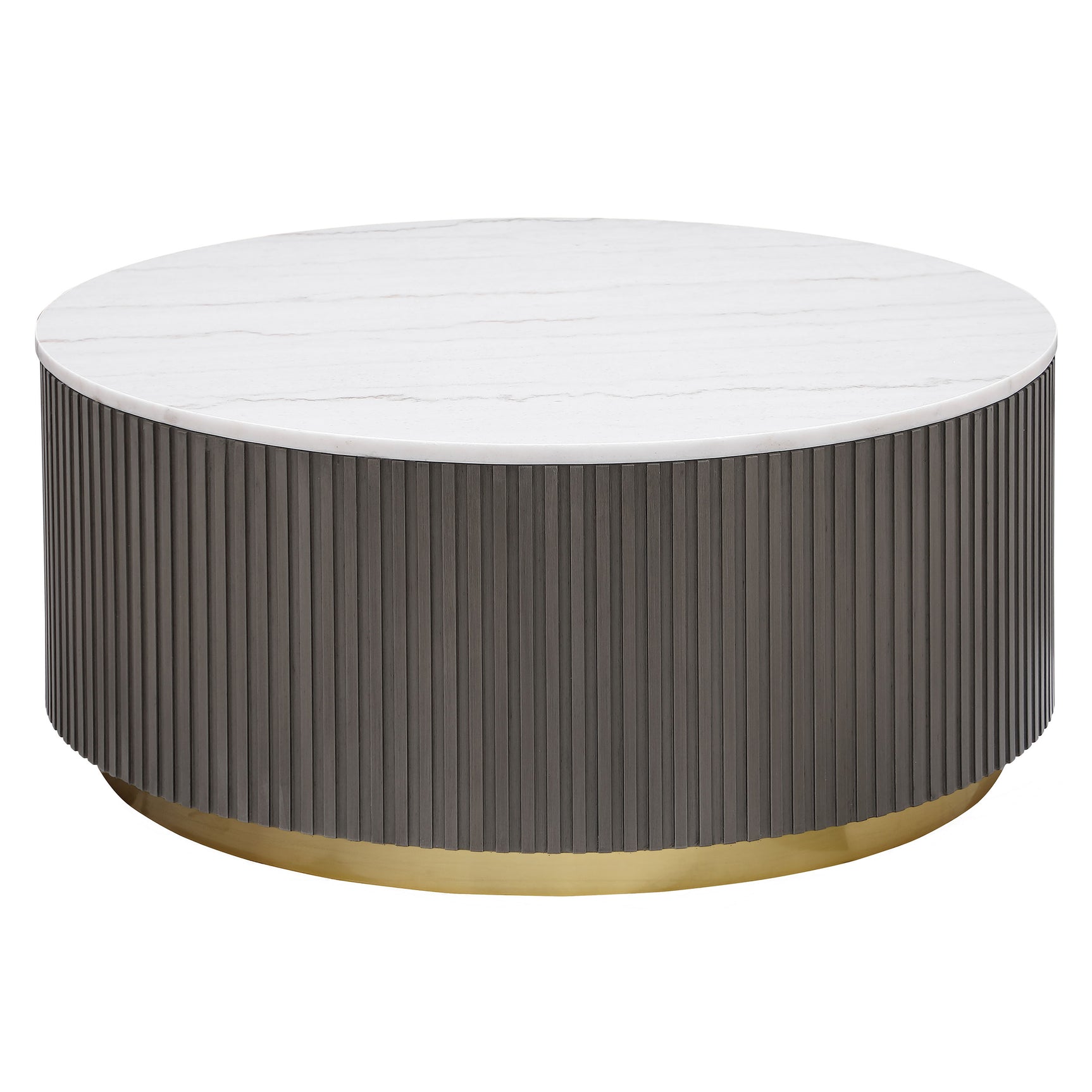 Tampa Furniture Outlet - Coaster - Jason Round White Marble Top Coffee Table Charcoal - 710418