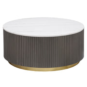 Tampa Furniture Outlet - Coaster - Jason Round White Marble Top Coffee Table Charcoal - 710418