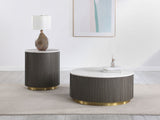 Jason Round White Marble Top Coffee Table Charcoal - Tampa Furniture Outlet