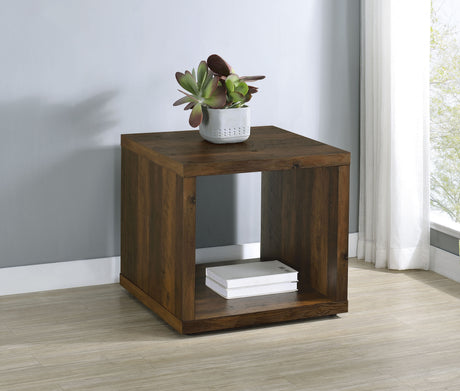 Frisco Square Engineered Wood Side End Table Dark Pine - Tampa Furniture Outlet