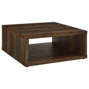 Tampa Furniture Outlet - Coaster - Frisco Square Engineered Wood Coffee Table Dark Pine - 710508