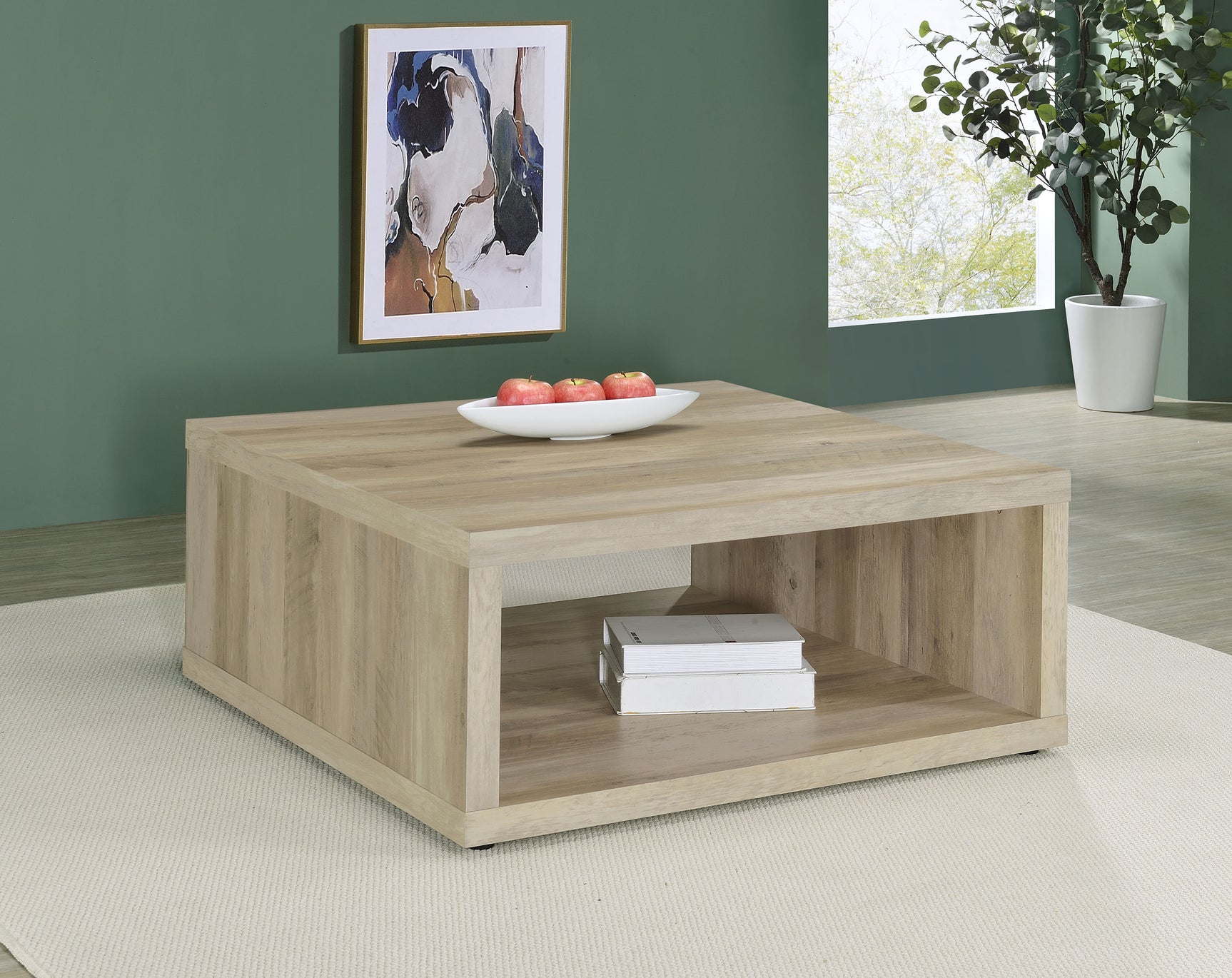 Frisco Square Engineered Wood Coffee Table Distressed Pine - Tampa Furniture Outlet