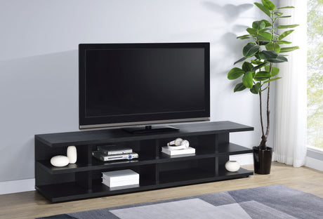 Cartmill 78-inch 2-tier TV Stand Media Console Black - Tampa Furniture Outlet