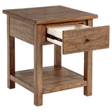 Payne 1-drawer Wood End Table with Shelf Distressed Brown - Tampa Furniture Outlet