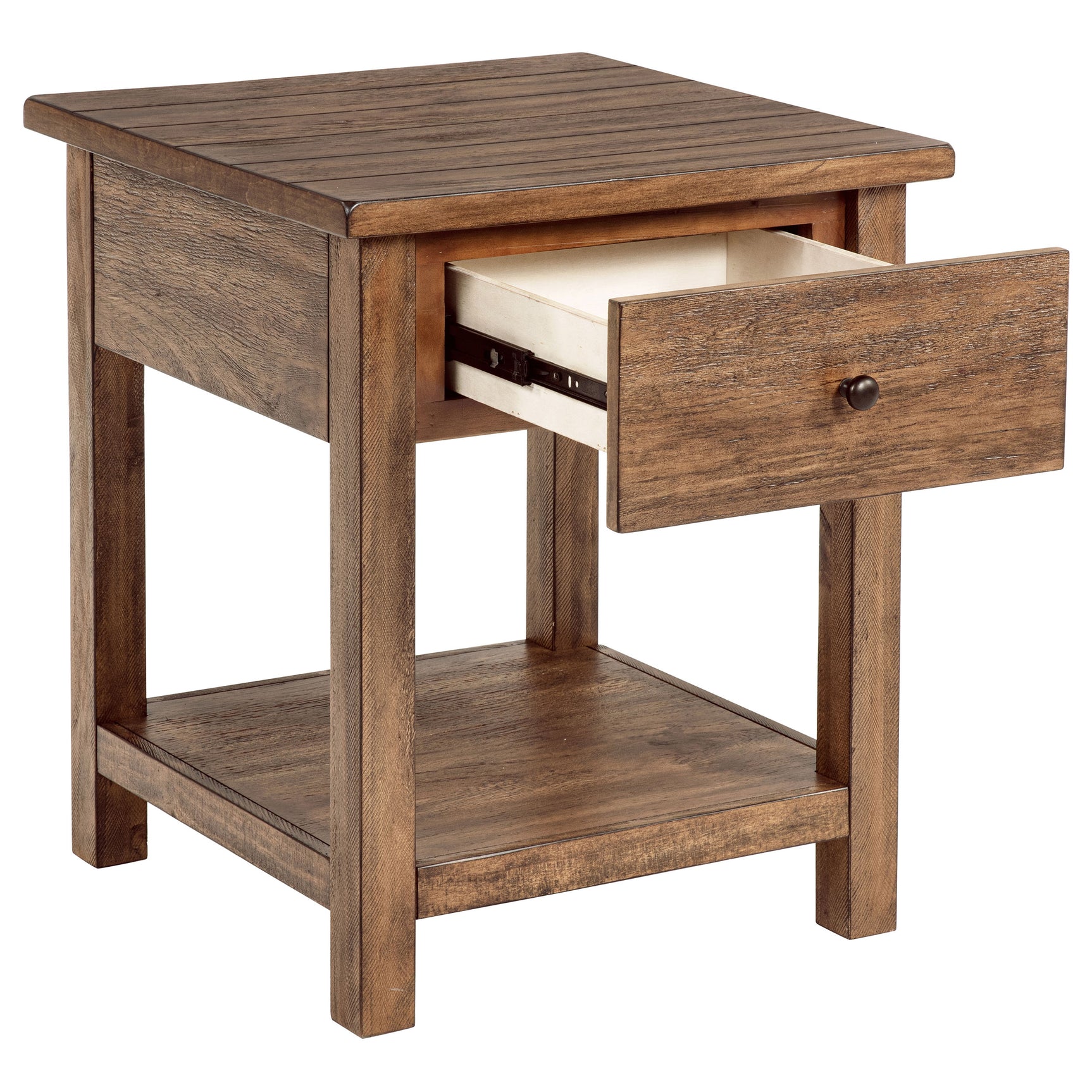 Payne 1-drawer Wood End Table with Shelf Distressed Brown - Tampa Furniture Outlet