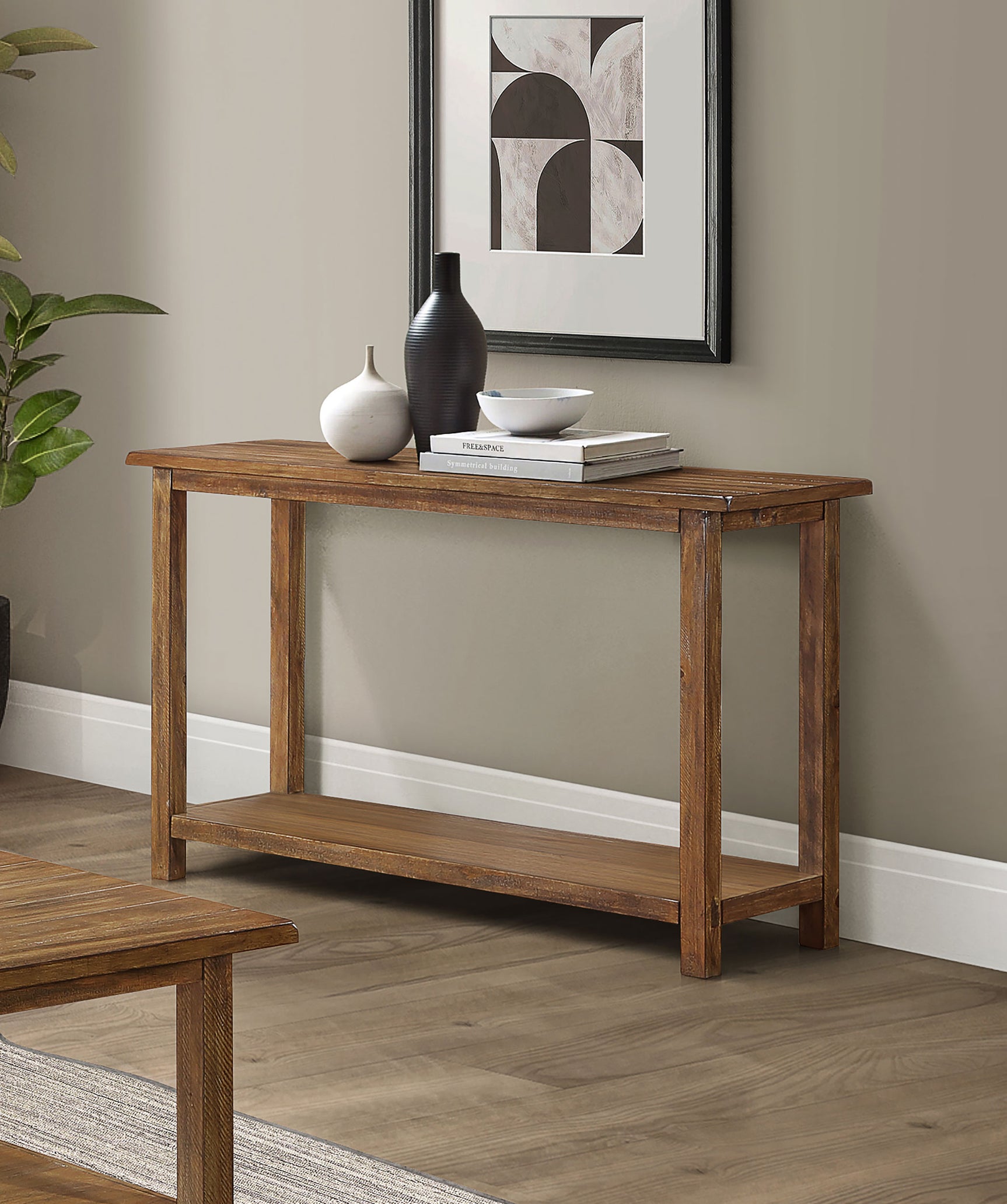 Payne Wood Entryway Sofa Console Table Distressed Brown - Tampa Furniture Outlet