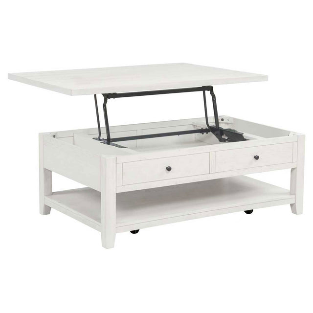 Tampa Furniture Outlet - Coaster - Payne 48-inch Mobile Lift Top Coffee Table Distressed White - 710555