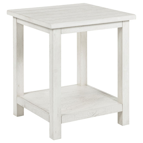 Tampa Furniture Outlet - Coaster - Payne Wood End Table with Shelf Distressed White - 710556