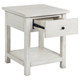 Payne 1-drawer Wood End Table with Shelf Distressed White - Tampa Furniture Outlet