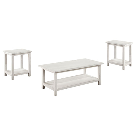 Payne 3-piece Coffee and End Table Set Distressed White - Tampa Furniture Outlet