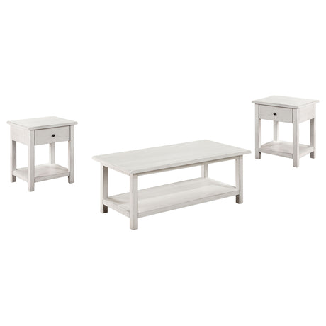 Payne 3-piece Coffee and 1-drawer End Table Set White - Tampa Furniture Outlet
