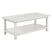 Tampa Furniture Outlet - Coaster - Payne Wood Coffee Table with Shelf Distressed White - 710558