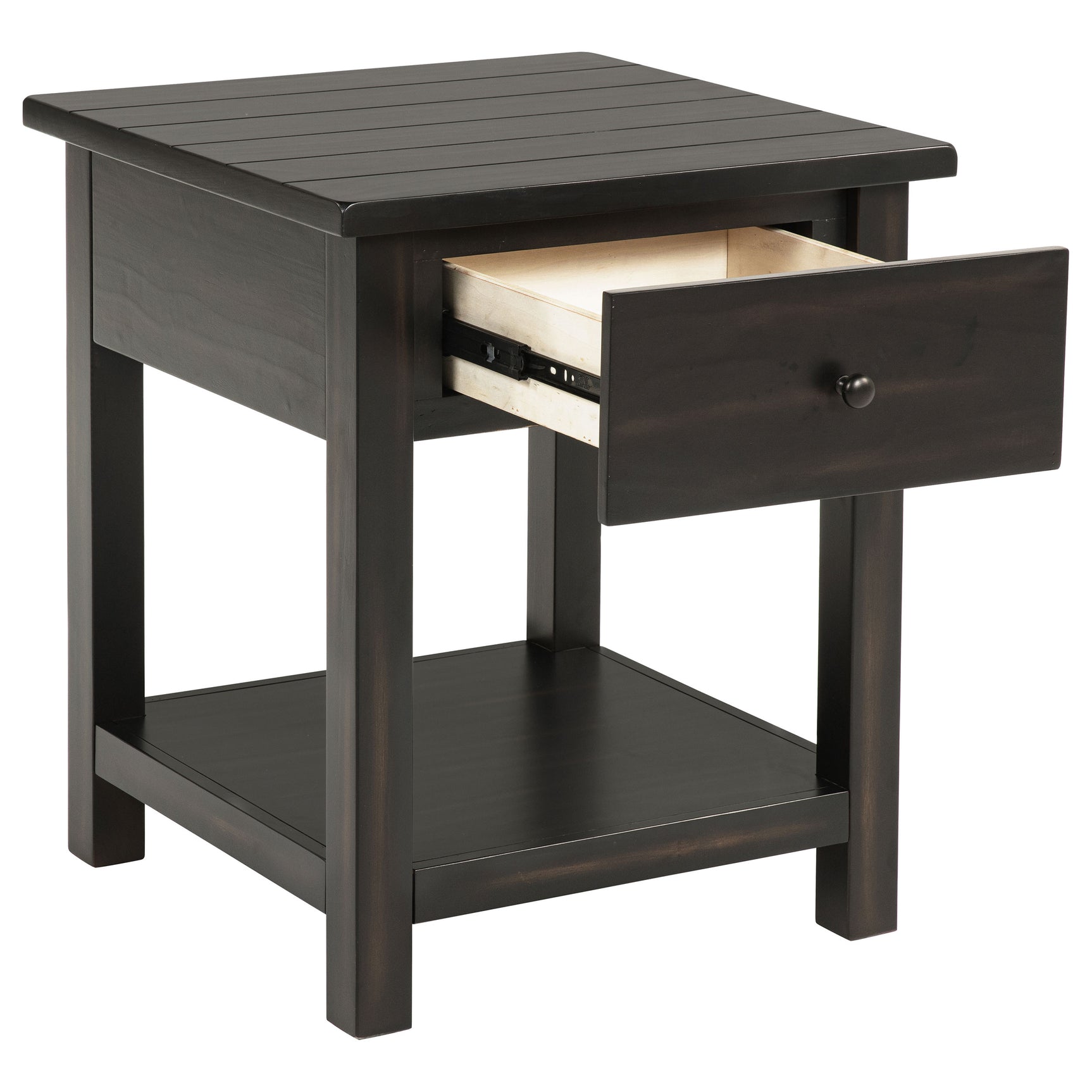 Payne 1-drawer Wood End Table with Shelf Distressed Java - Tampa Furniture Outlet