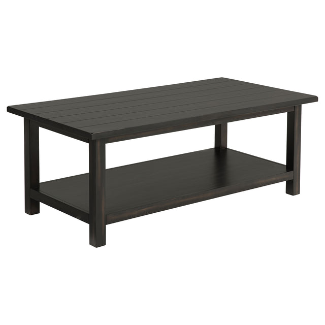 Tampa Furniture Outlet - Coaster - Payne Wood Coffee Table with Shelf Distressed Java - 710568