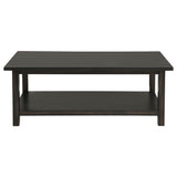 Payne Wood Coffee Table with Shelf Distressed Java - Tampa Furniture Outlet