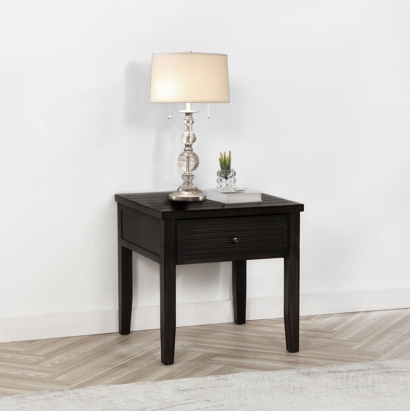 Concord 1-drawer Square End Table Distressed Java - Tampa Furniture Outlet