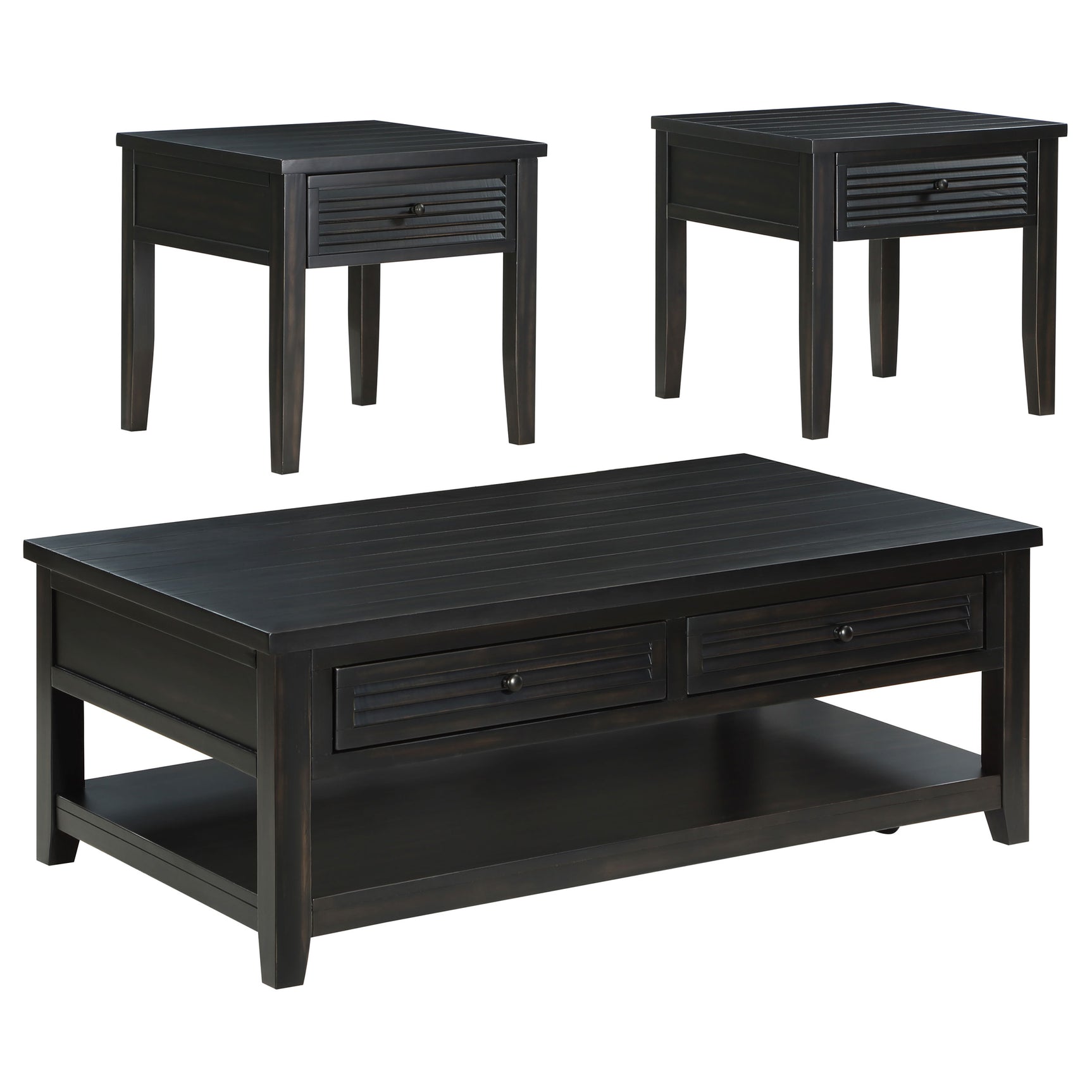 Concord 3-piece Coffee and End Table Set Distressed Java - Tampa Furniture Outlet
