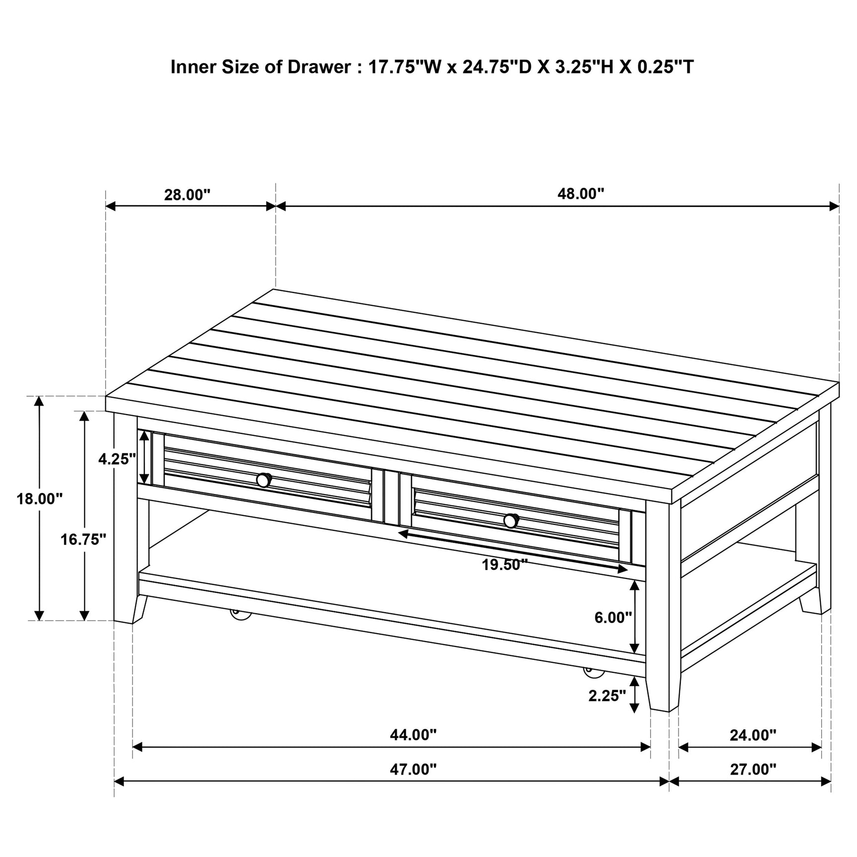 Concord 2-drawer Rectangular Coffee Table Distressed Java - Tampa Furniture Outlet