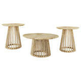 Touhy 3-piece Round Coffee and End Table Set Natural Mango - Tampa Furniture Outlet