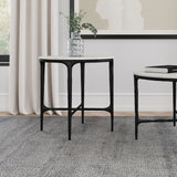 Hermas Round Genuine Marble Top Metal End Side Table White - Tampa Furniture Outlet