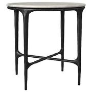 Tampa Furniture Outlet - Coaster - Hermas Round Genuine Marble Top Metal End Side Table White - 710737