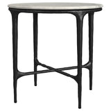Hermas Round Genuine Marble Top Metal End Side Table White - Tampa Furniture Outlet