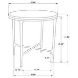 Hermas Round Genuine Marble Top Metal End Side Table White - Tampa Furniture Outlet