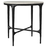 Hermas 2-piece Round Marble Coffee and End Table Set White - Tampa Furniture Outlet