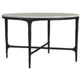 Hermas 2-piece Round Marble Coffee and End Table Set White - Tampa Furniture Outlet