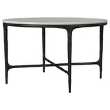 Hermas 2-piece Round Marble Coffee and End Table Set White - Tampa Furniture Outlet
