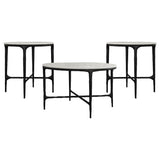 Hermas 3-piece Round Marble Coffee and End Table Set White - Tampa Furniture Outlet