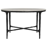 Hermas Round Genuine Marble Top Metal Coffee Table White - Tampa Furniture Outlet