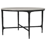 Hermas Round Genuine Marble Top Metal Coffee Table White - Tampa Furniture Outlet