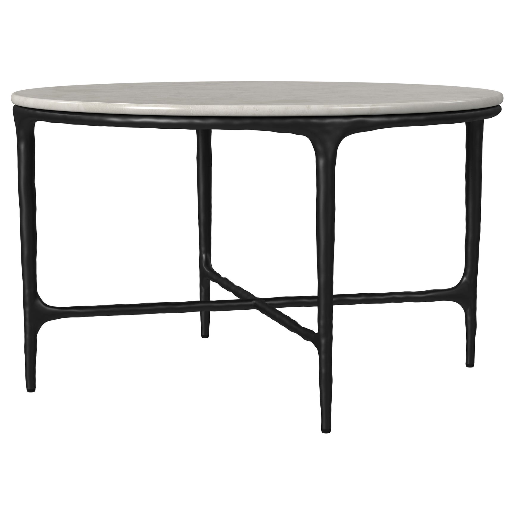 Hermas Round Genuine Marble Top Metal Coffee Table White - Tampa Furniture Outlet