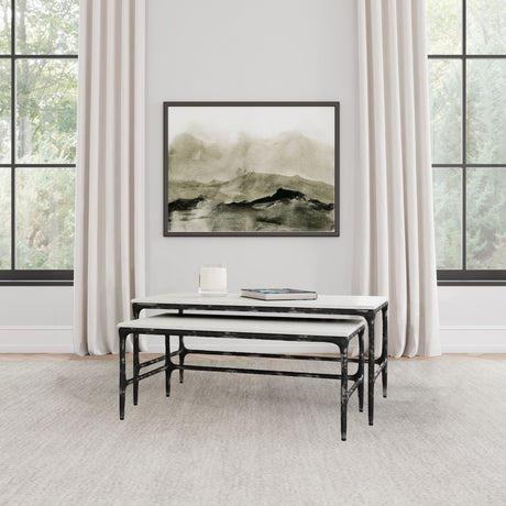 Ebby 2-piece Genuine Marble Top Nesting Coffee Tables White - Tampa Furniture Outlet